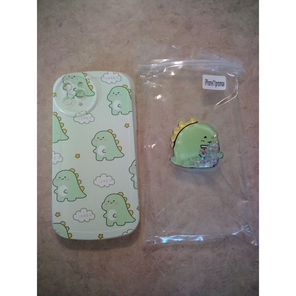Iphone 11 Promax Phone Case and Baby Dinosaur Glitter Finger Socket Adorable